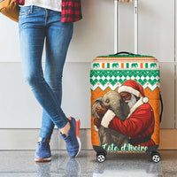 Ivory Coast Christmas Luggage Cover Black Santa With Forest Elephant - Wonder Print Shop