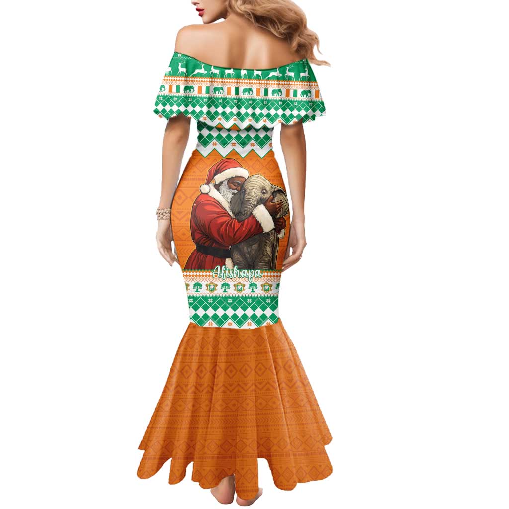 Ivory Coast Christmas Mermaid Dress Black Santa With Forest Elephant - Wonder Print Shop