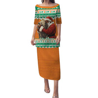 Ivory Coast Christmas Puletasi Black Santa With Forest Elephant - Wonder Print Shop