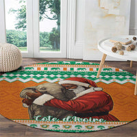 Ivory Coast Christmas Round Carpet Black Santa With Forest Elephant