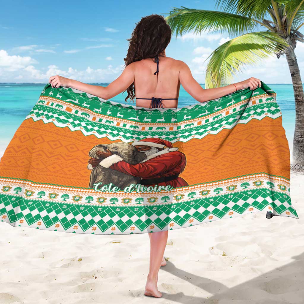 Ivory Coast Christmas Sarong Black Santa With Forest Elephant - Wonder Print Shop