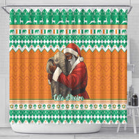 Ivory Coast Christmas Shower Curtain Black Santa With Forest Elephant