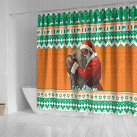 Ivory Coast Christmas Shower Curtain Black Santa With Forest Elephant