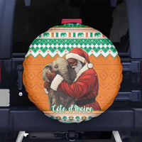 Ivory Coast Christmas Spare Tire Cover Black Santa With Forest Elephant - Wonder Print Shop