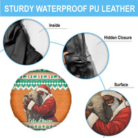 Ivory Coast Christmas Spare Tire Cover Black Santa With Forest Elephant - Wonder Print Shop