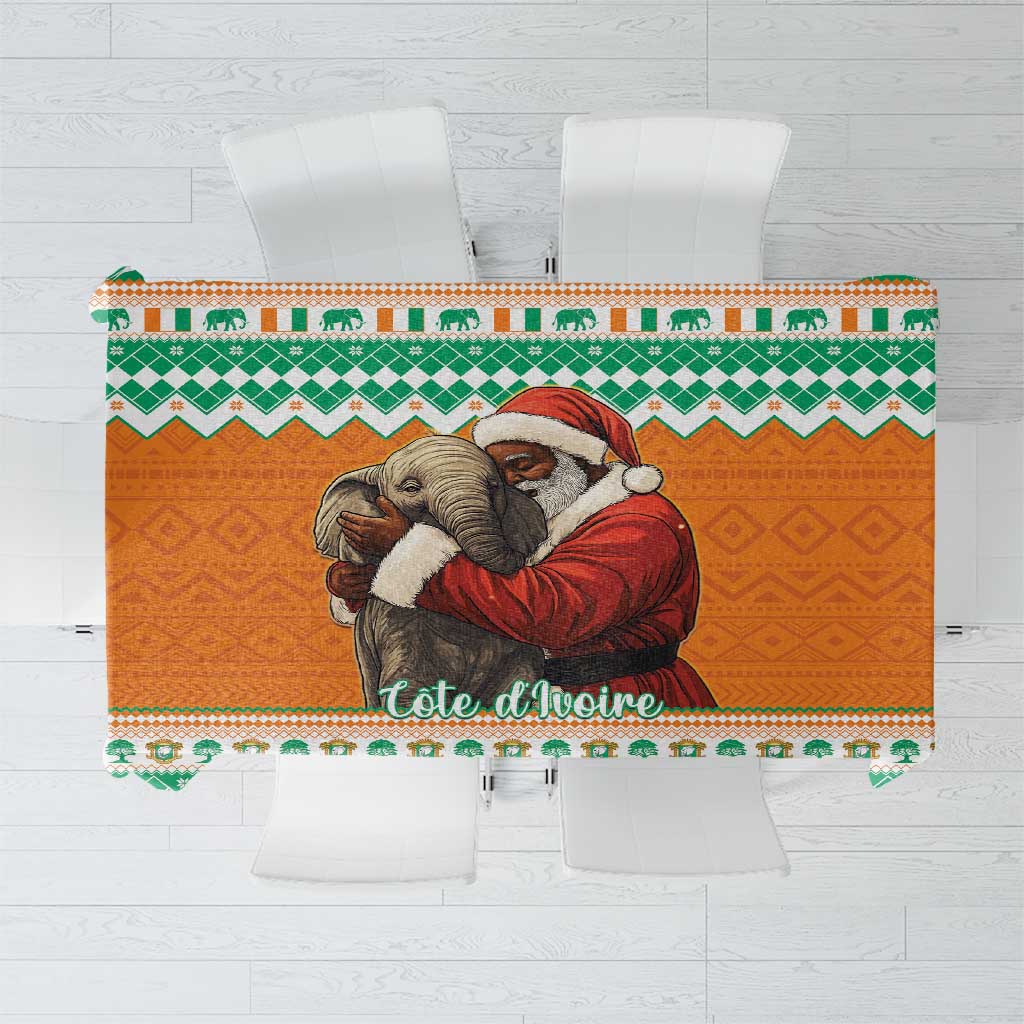 Ivory Coast Christmas Tablecloth Black Santa With Forest Elephant - Wonder Print Shop