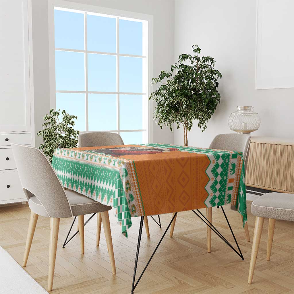 Ivory Coast Christmas Tablecloth Black Santa With Forest Elephant - Wonder Print Shop