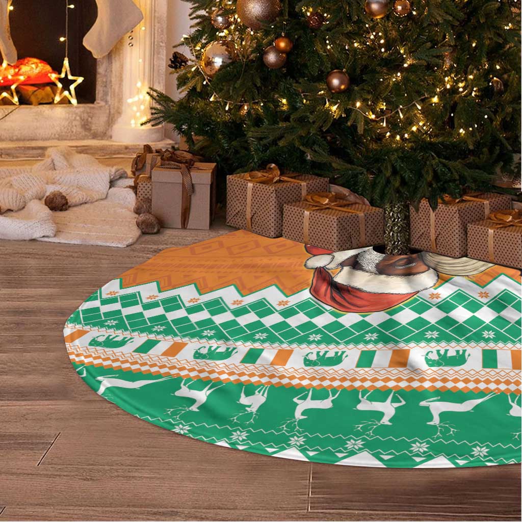 Ivory Coast Christmas Tree Skirt Black Santa With Forest Elephant - Wonder Print Shop