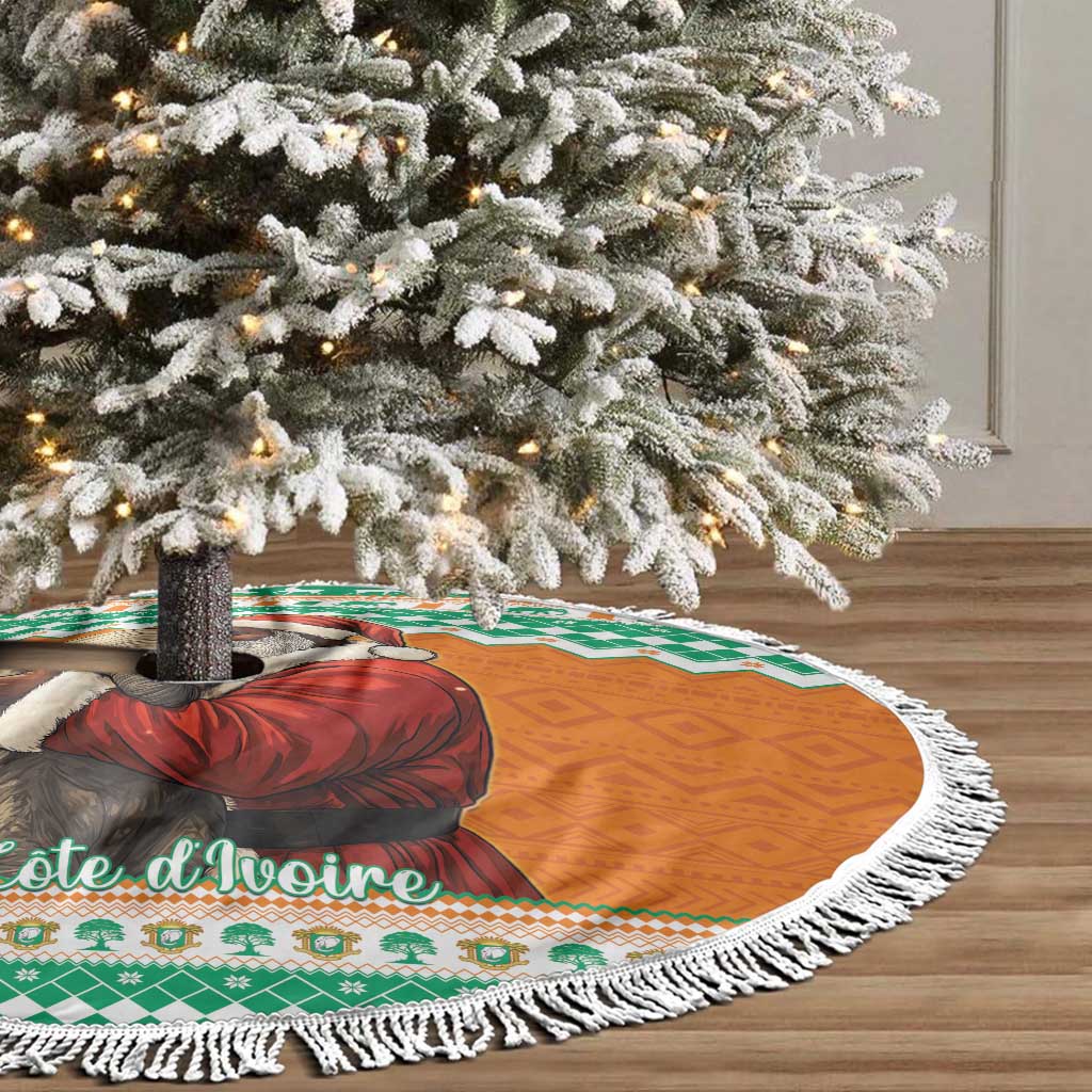 Ivory Coast Christmas Tree Skirt Black Santa With Forest Elephant - Wonder Print Shop