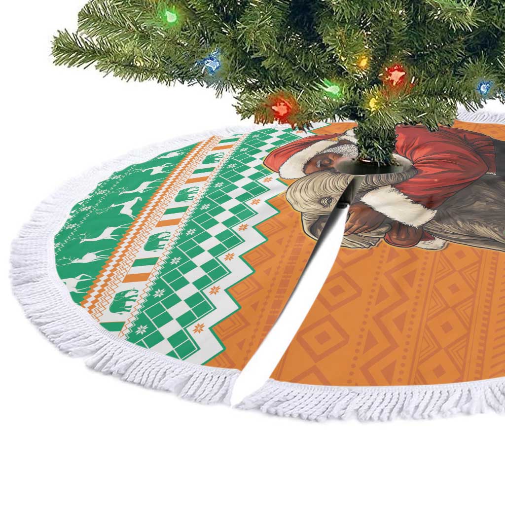 Ivory Coast Christmas Tree Skirt Black Santa With Forest Elephant - Wonder Print Shop