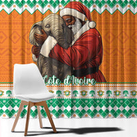 Ivory Coast Christmas Window Curtain Black Santa With Forest Elephant - Wonder Print Shop