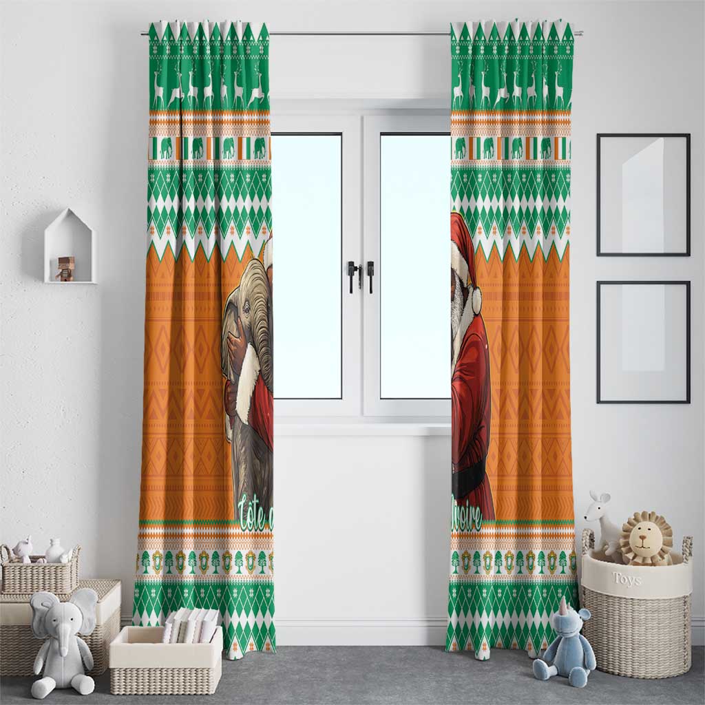 Ivory Coast Christmas Window Curtain Black Santa With Forest Elephant - Wonder Print Shop
