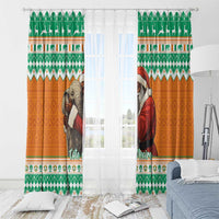 Ivory Coast Christmas Window Curtain Black Santa With Forest Elephant - Wonder Print Shop