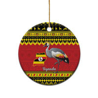 Uganda Christmas Ceramic Ornament Grey Crowned Crane With Flag Map - Wonder Print Shop