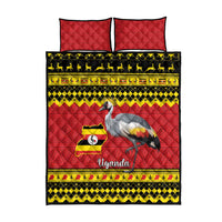 Uganda Christmas Quilt Bed Set Grey Crowned Crane With Flag Map - Wonder Print Shop