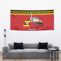 Uganda Christmas Tapestry Grey Crowned Crane With Flag Map - Wonder Print Shop