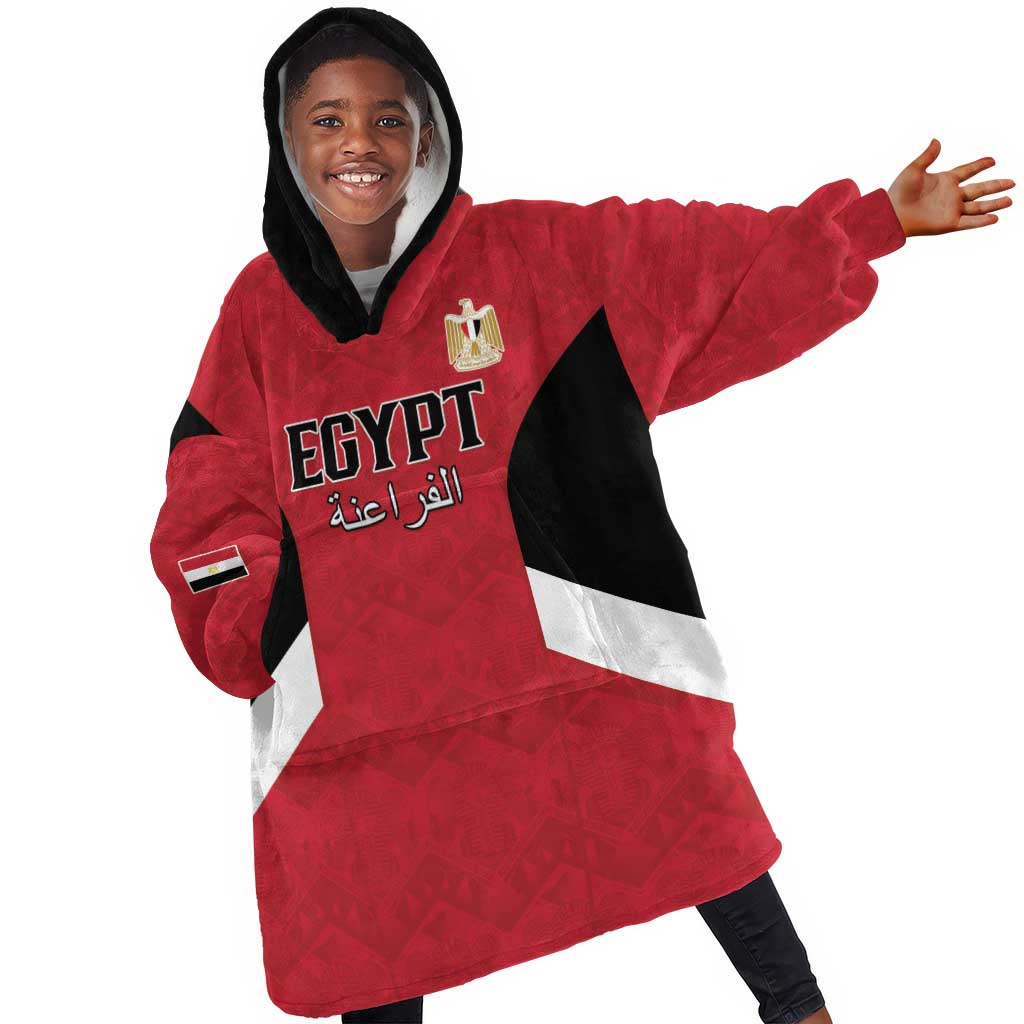 Custom Egypt Football Kid Wearable Blanket Hoodie Pharaohs Road To The World 2026 - Wonder Print Shop