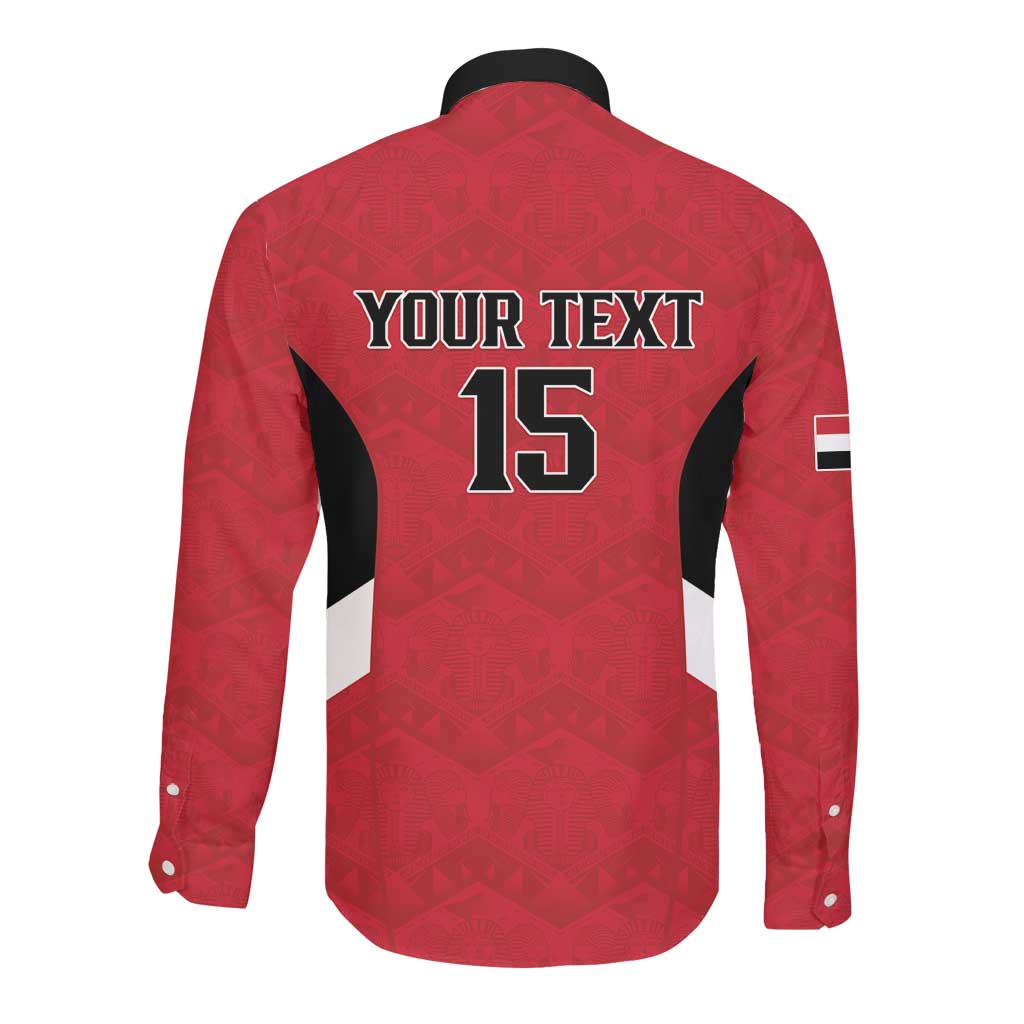 Custom Egypt Football Long Sleeve Button Shirt Pharaohs Road To The World 2026 - Wonder Print Shop