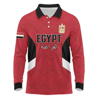 Custom Egypt Football Long Sleeve Polo Shirt Pharaohs Road To The World 2026 - Wonder Print Shop