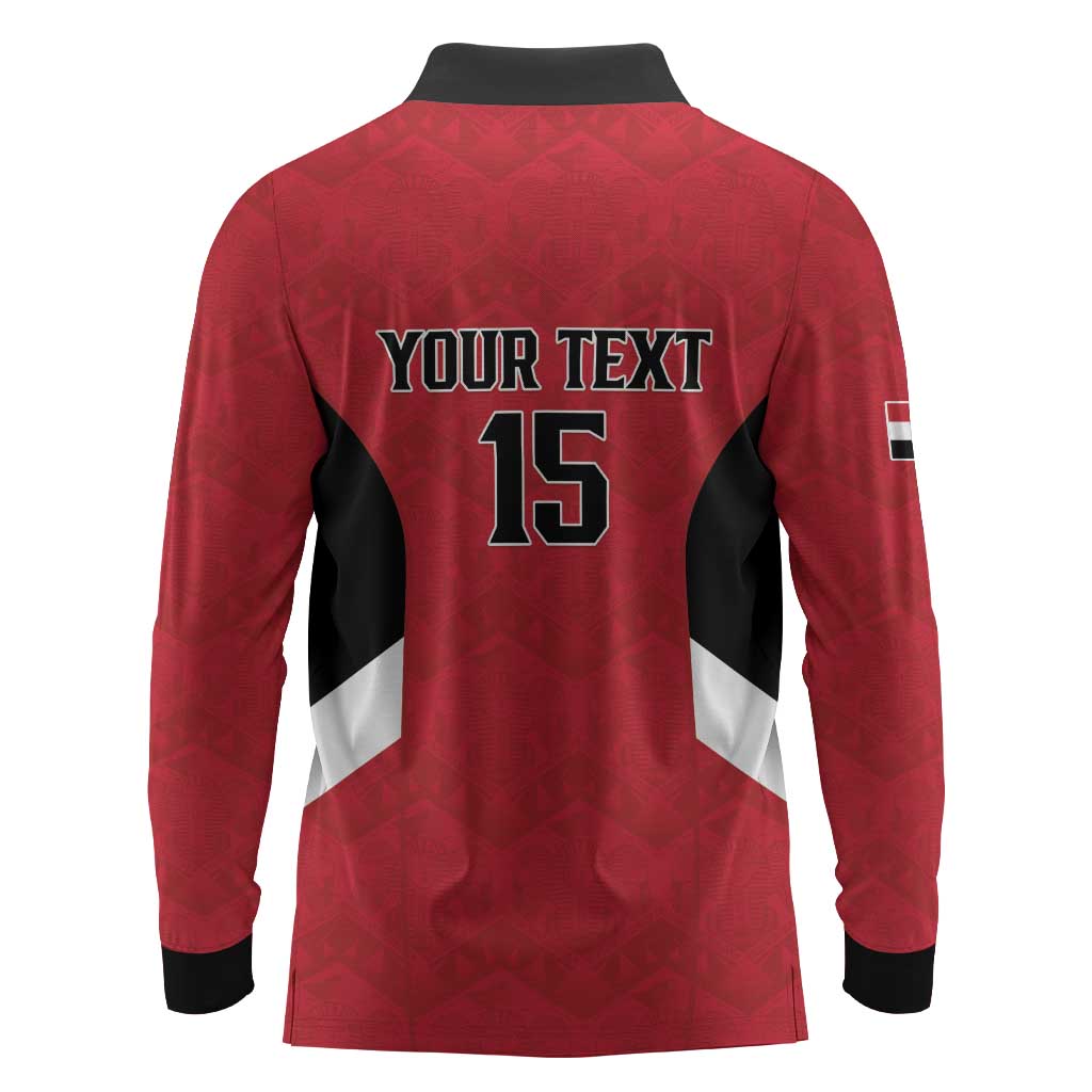 Custom Egypt Football Long Sleeve Polo Shirt Pharaohs Road To The World 2026 - Wonder Print Shop