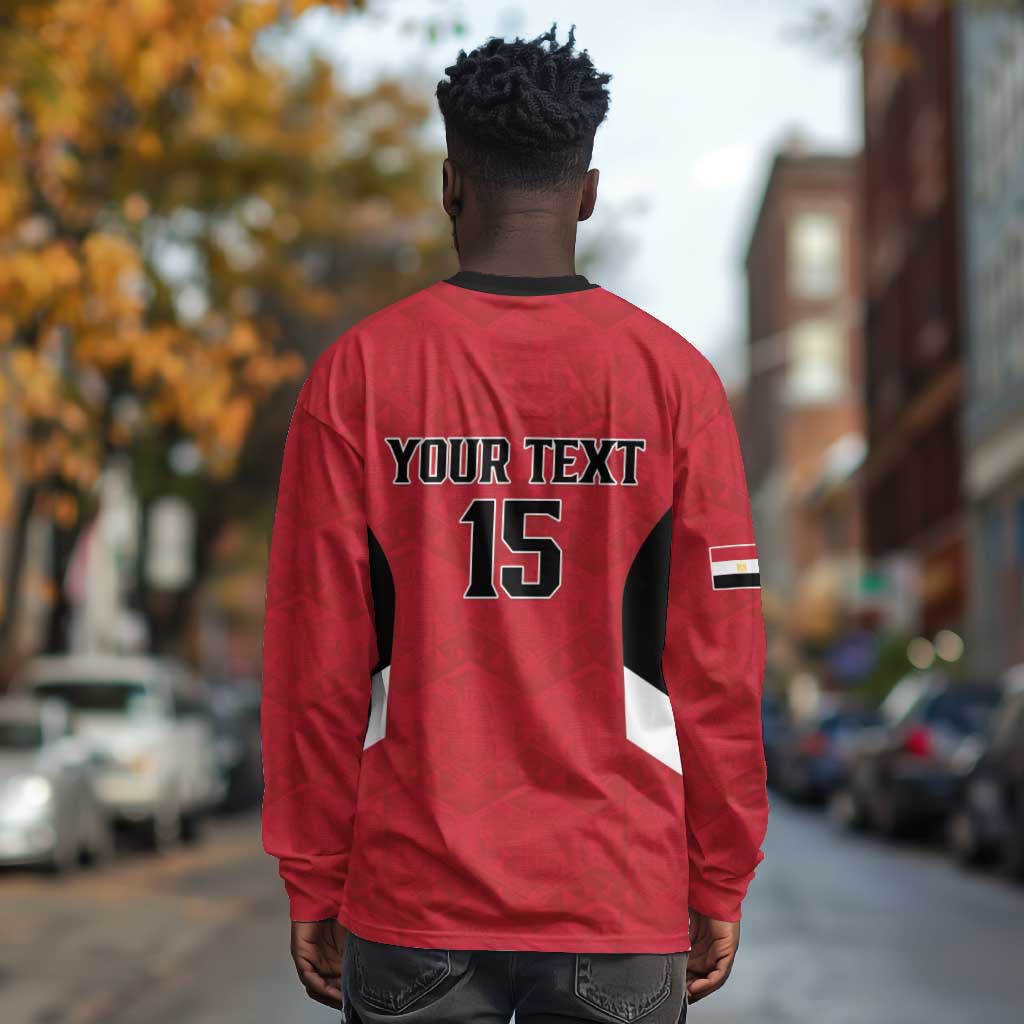 Custom Egypt Football Long Sleeve Shirt Pharaohs Road To The World 2026 - Wonder Print Shop