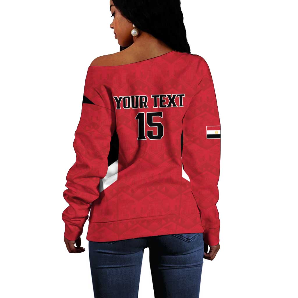 Custom Egypt Football Off Shoulder Sweater Pharaohs Road To The World 2026 - Wonder Print Shop
