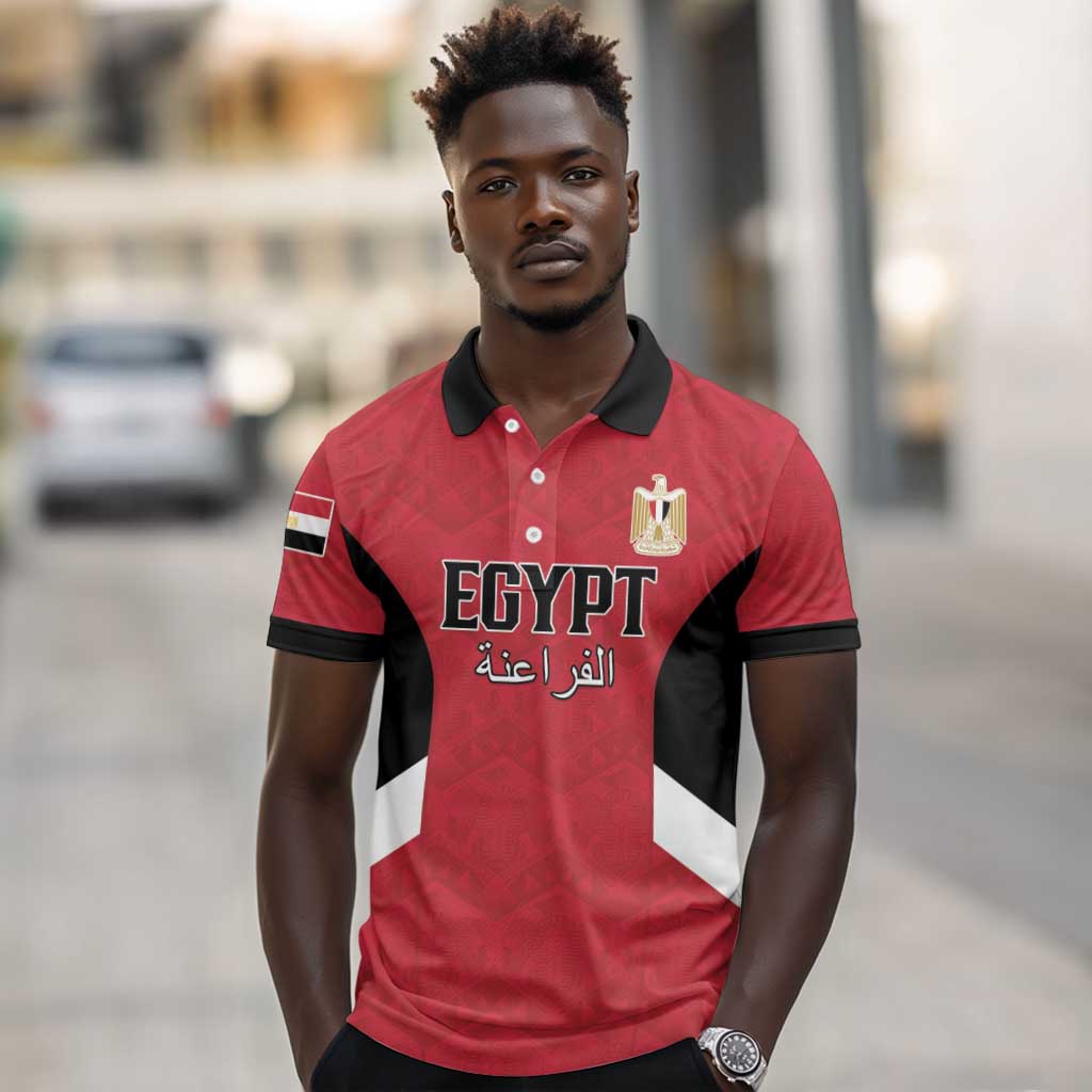 Custom Egypt Football Polo Shirt Pharaohs Road To The World 2026 - Wonder Print Shop