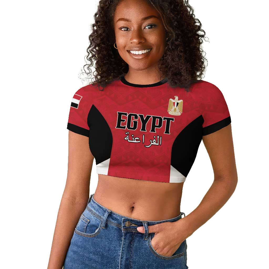 Custom Egypt Football Raglan Cropped T shirt Pharaohs Road To The World 2026 - Wonder Print Shop