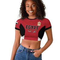 Custom Egypt Football Raglan Cropped T shirt Pharaohs Road To The World 2026 - Wonder Print Shop