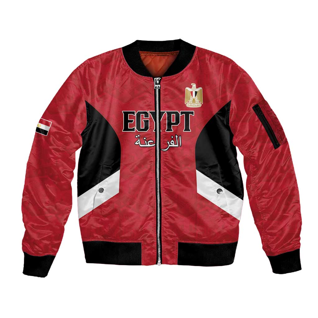 Custom Egypt Football Sleeve Zip Bomber Jacket Pharaohs Road To The World 2026 - Wonder Print Shop