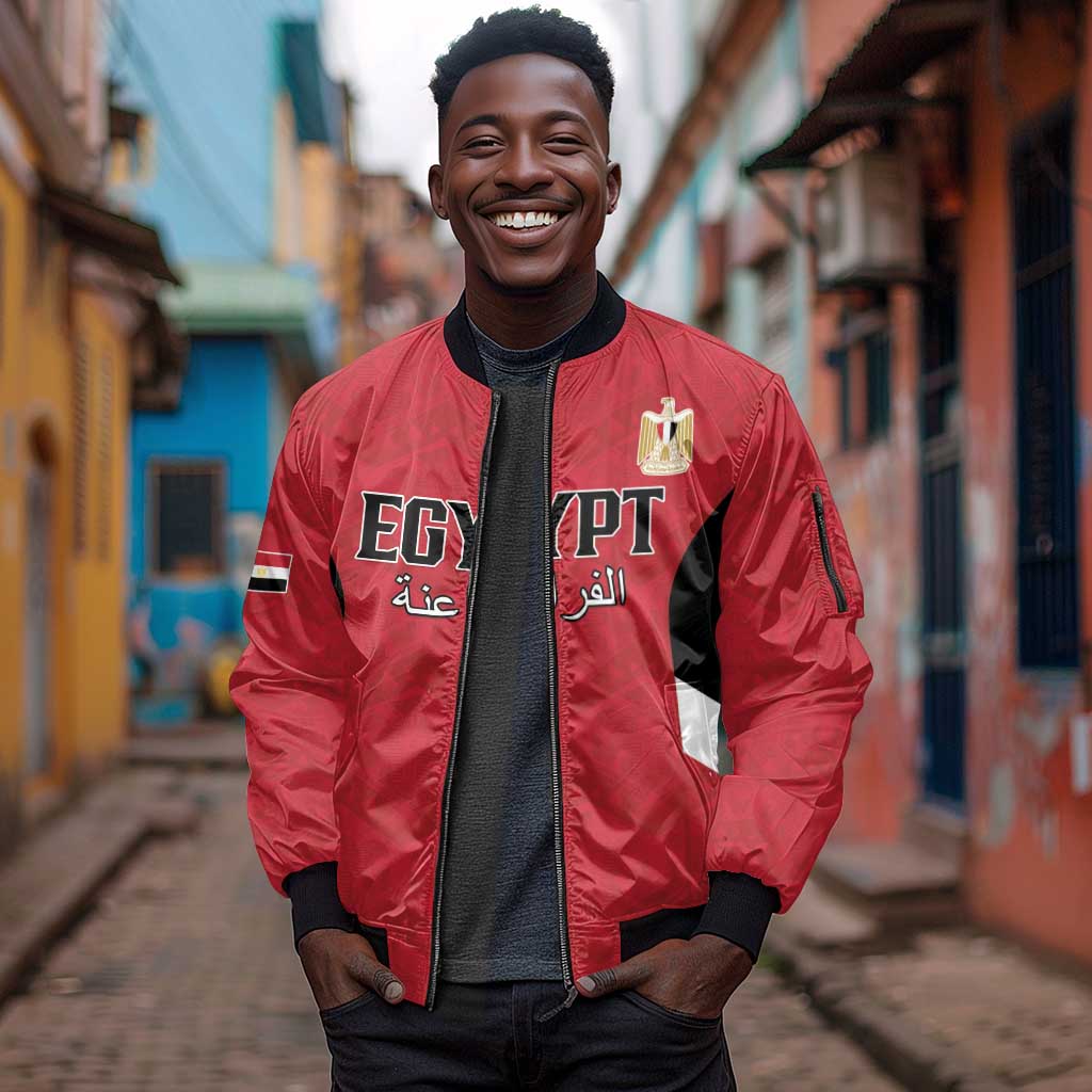Custom Egypt Football Sleeve Zip Bomber Jacket Pharaohs Road To The World 2026 - Wonder Print Shop