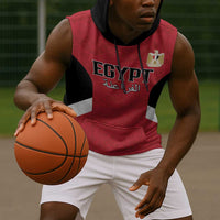 Custom Egypt Football Sleeveless Hoodie Pharaohs Road To The World 2026 - Wonder Print Shop