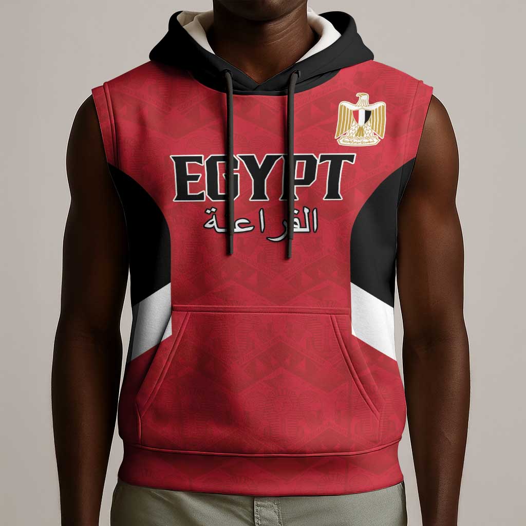 Custom Egypt Football Sleeveless Hoodie Pharaohs Road To The World 2026 - Wonder Print Shop