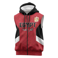 Custom Egypt Football Sleeveless Zip Hoodie Pharaohs Road To The World 2026 - Wonder Print Shop
