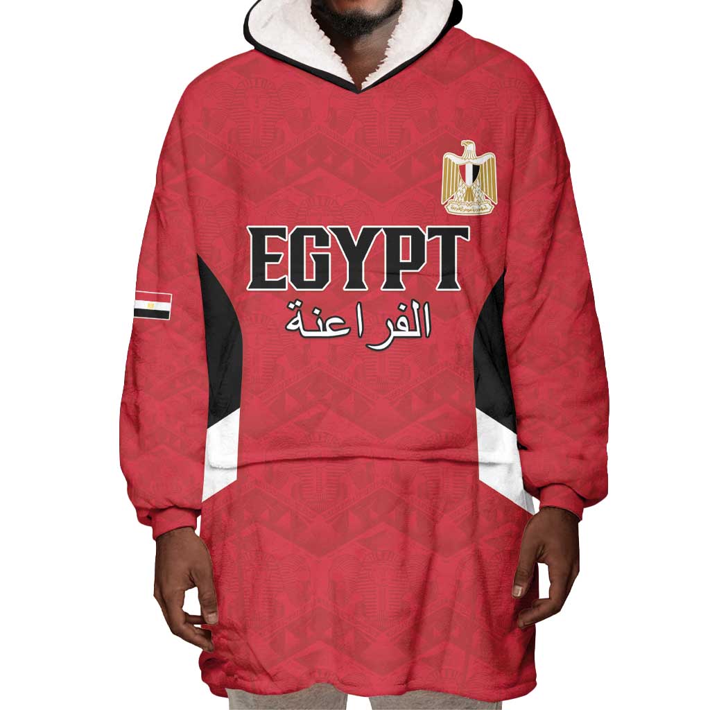 Custom Egypt Football Wearable Blanket Hoodie Pharaohs Road To The World 2026 - Wonder Print Shop