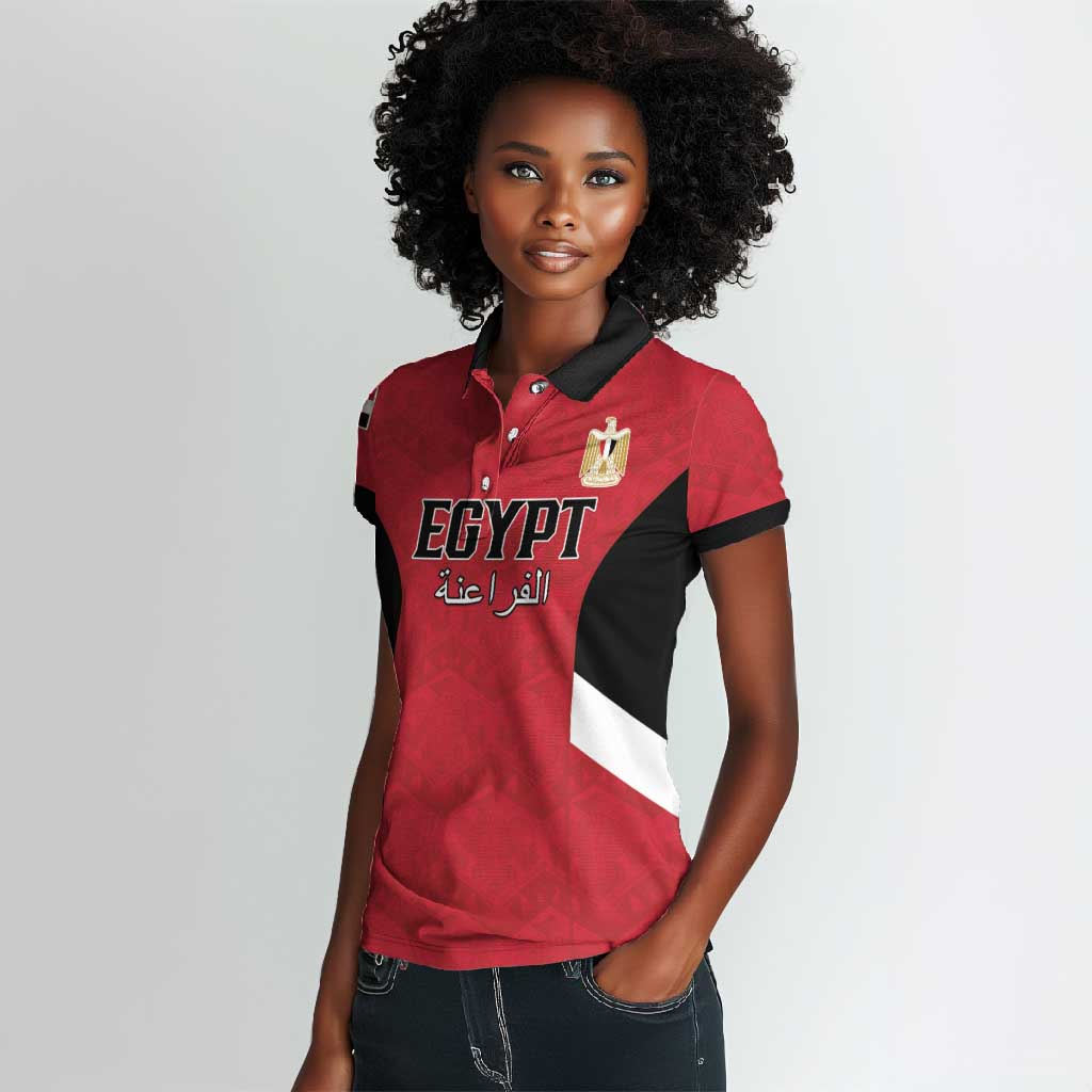Custom Egypt Football Women Polo Shirt Pharaohs Road To The World 2026 - Wonder Print Shop