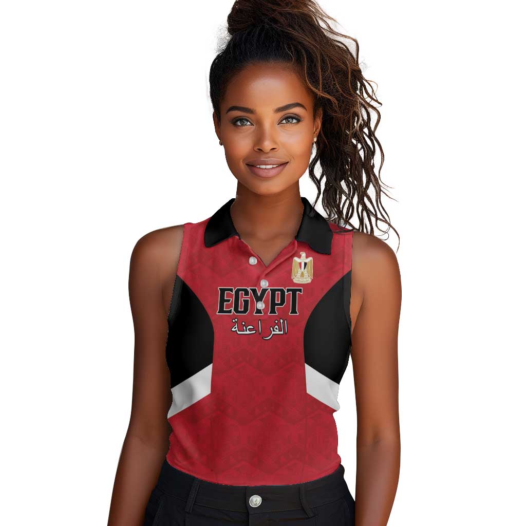 Custom Egypt Football Women Sleeveless Polo Shirt Pharaohs Road To The World 2026 - Wonder Print Shop
