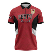 Custom Egypt Football Zipper Polo Shirt Pharaohs Road To The World 2026 - Wonder Print Shop