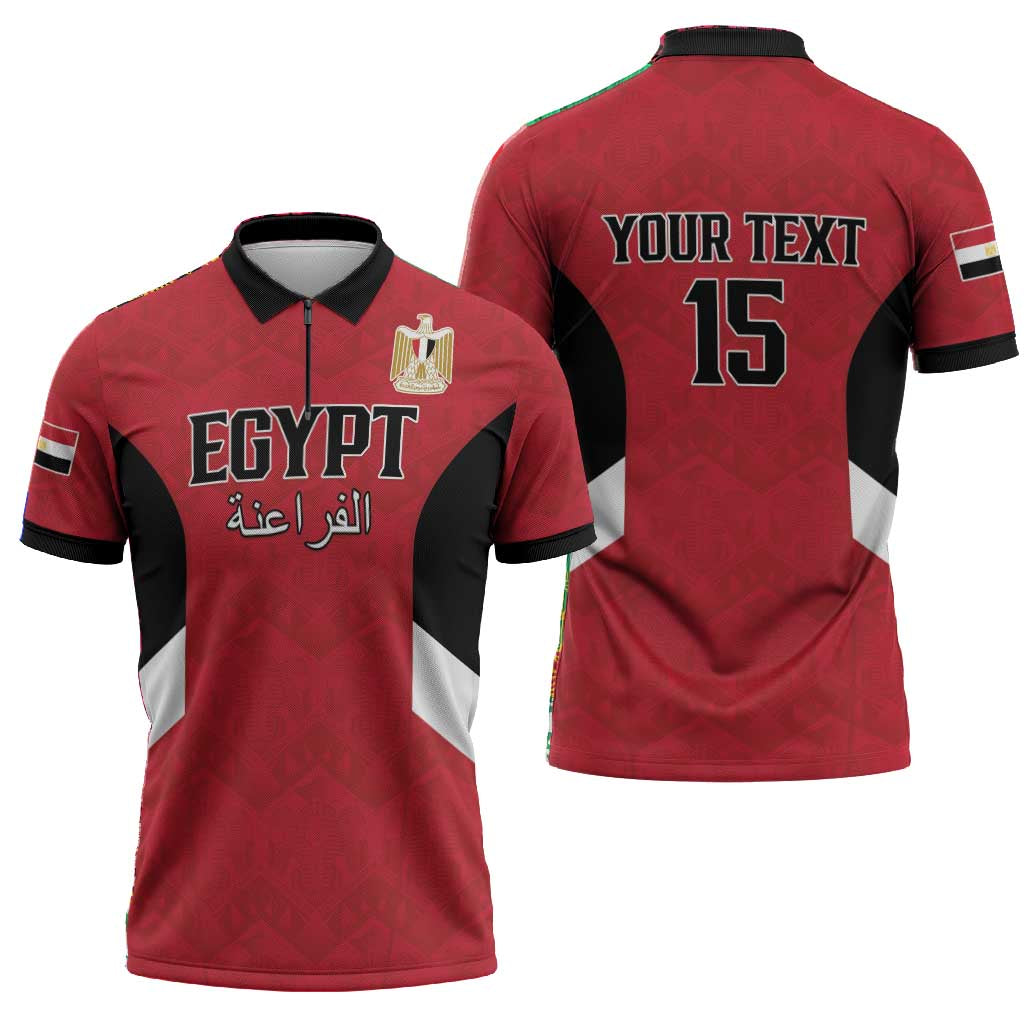 Custom Egypt Football Zipper Polo Shirt Pharaohs Road To The World 2026 - Wonder Print Shop