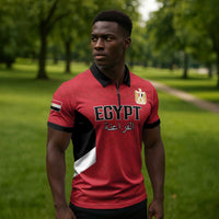 Custom Egypt Football Zipper Polo Shirt Pharaohs Road To The World 2026 - Wonder Print Shop
