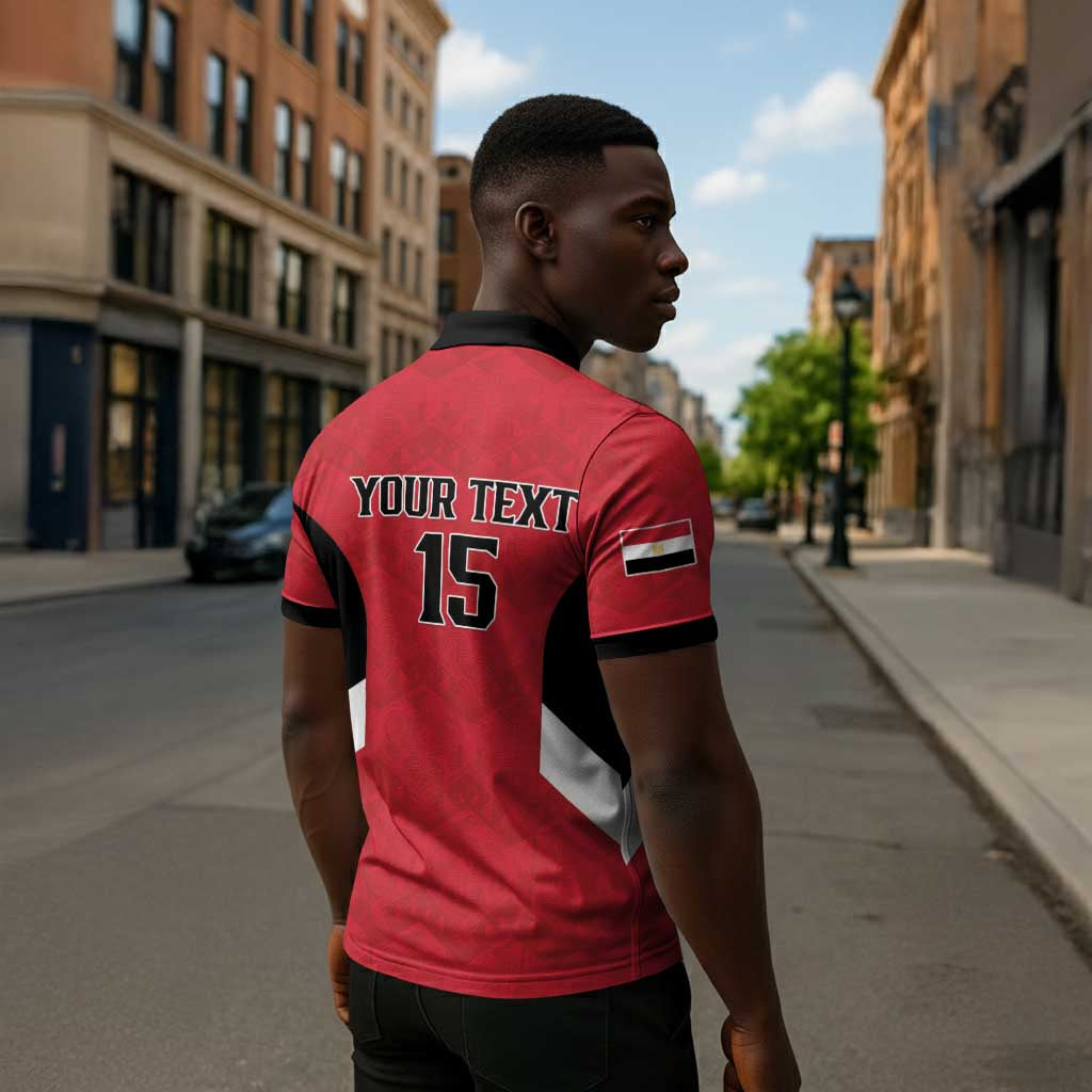 Custom Egypt Football Zipper Polo Shirt Pharaohs Road To The World 2026 - Wonder Print Shop