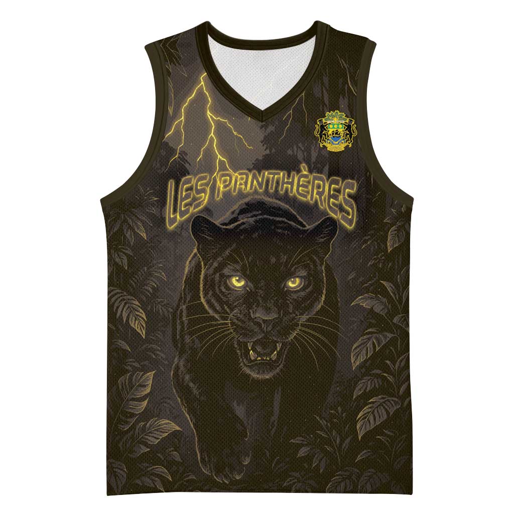 Custom Gabon Football Basketball Jersey Black Panther Thunder - Wonder Print Shop