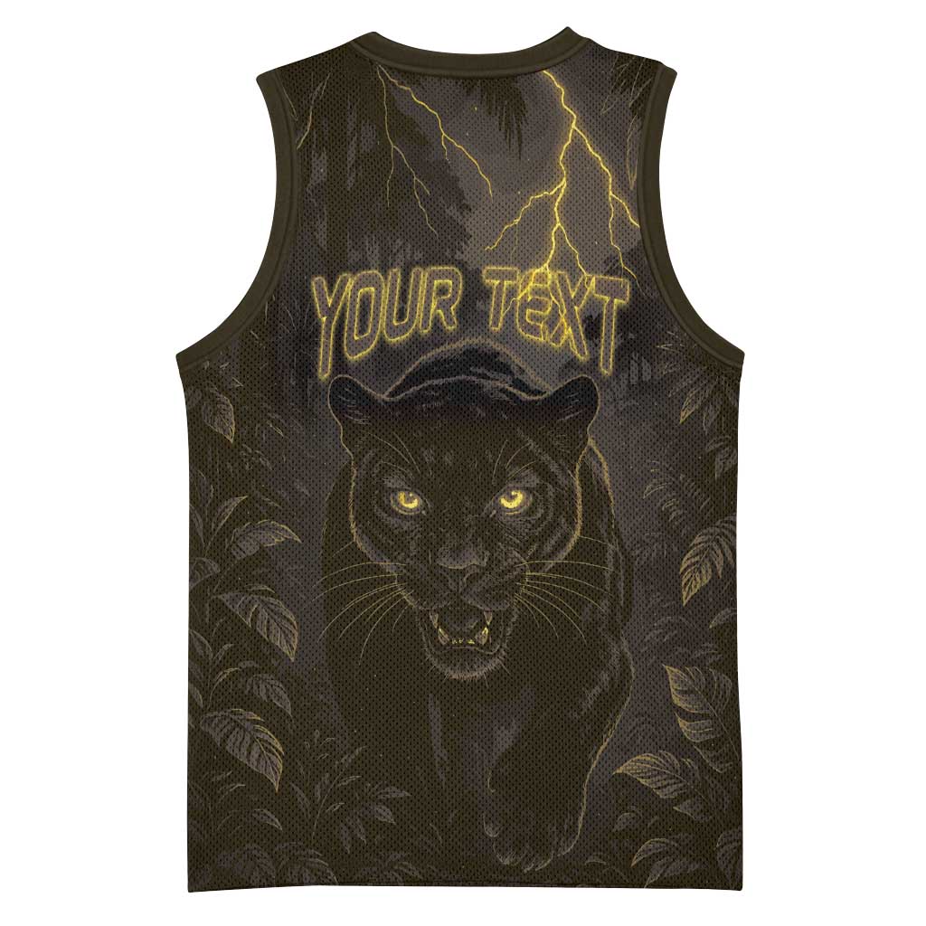 Custom Gabon Football Basketball Jersey Black Panther Thunder - Wonder Print Shop
