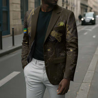 Custom Gabon Football Blazer Black Panther Thunder - Wonder Print Shop