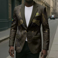 Custom Gabon Football Blazer Black Panther Thunder - Wonder Print Shop