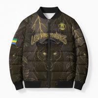 Custom Gabon Football Bomber Puffer Jacket Black Panther Thunder - Wonder Print Shop