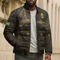Custom Gabon Football Bomber Puffer Jacket Black Panther Thunder - Wonder Print Shop