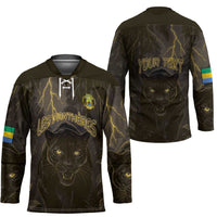 Custom Gabon Football Hockey Jersey Black Panther Thunder - Wonder Print Shop