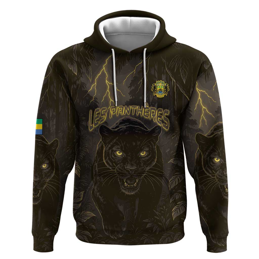 Custom Gabon Football Hoodie Black Panther Thunder - Wonder Print Shop