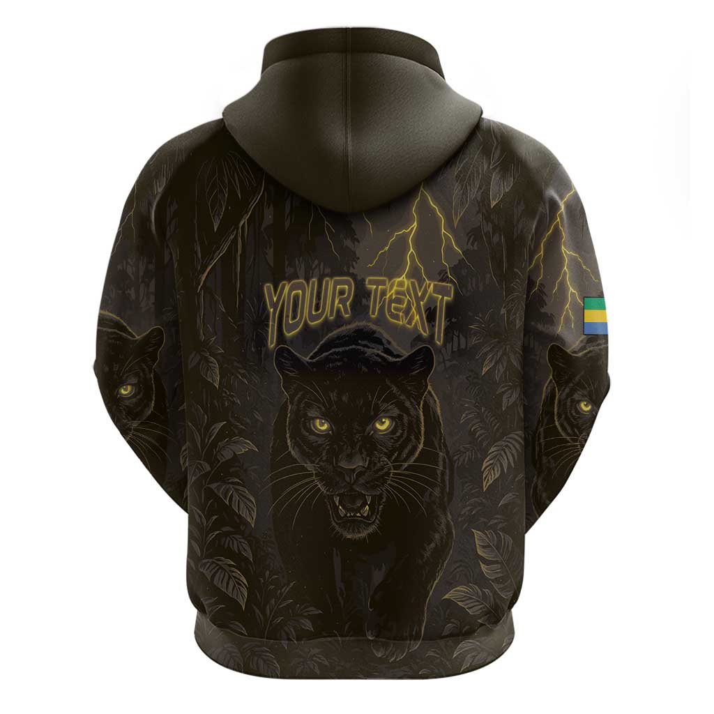 Custom Gabon Football Hoodie Black Panther Thunder - Wonder Print Shop